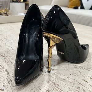 Schutz black parent leather shoes with snake detail heel size 36 @schutz #schutz